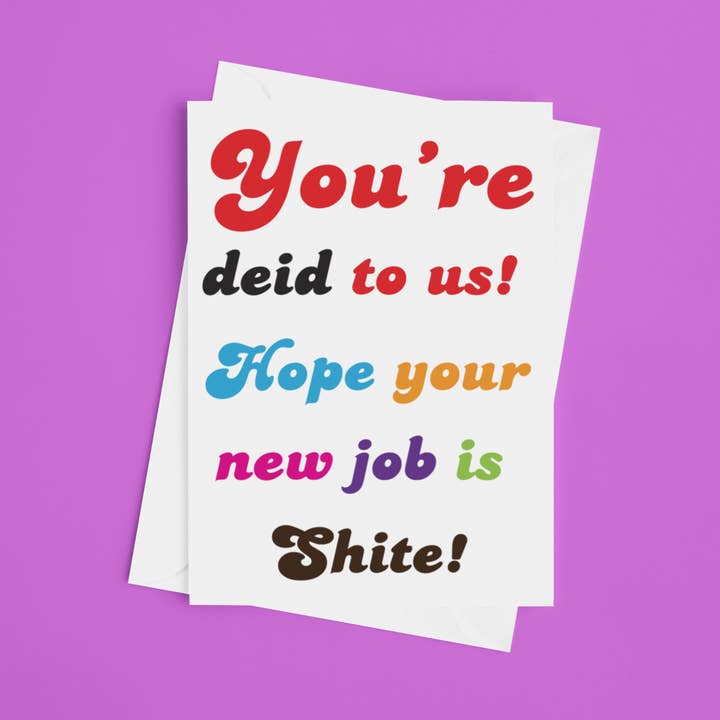 Du er død for os! Forlader kort for engroshandel hos Brave Scottish Gifts