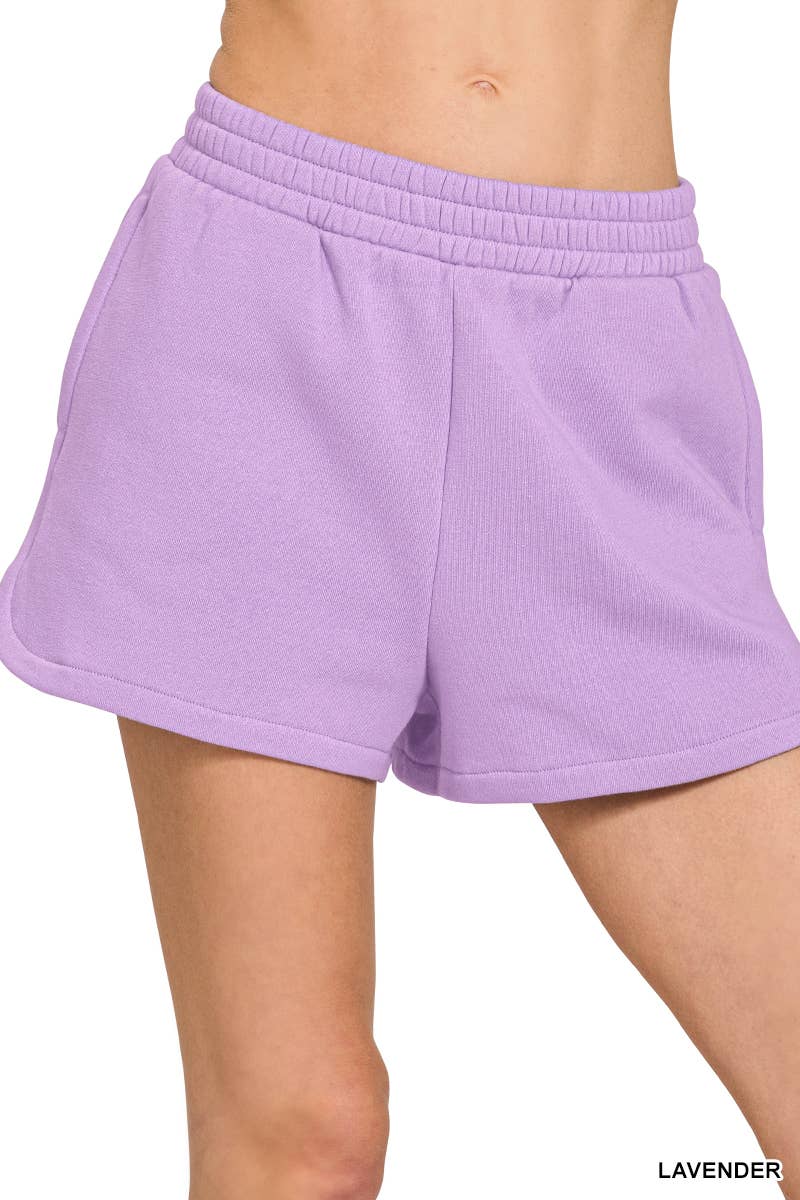 42POPS - Wholesale Shorts - Women's - ',..Fleece Elastic Waistband Dolphin Shorts w/ Pockets16