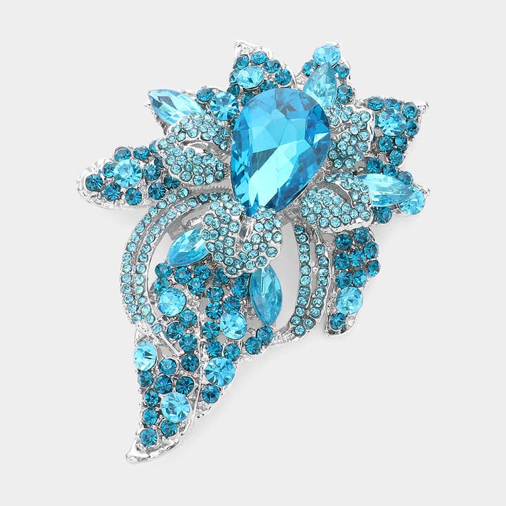 Sensibling Corp. - Wholesale Brooch - Floral Crystal Pave Bouquet Brooch / Pendant