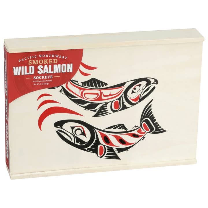 SeaBear Smokehouse - Wholesale Fish/Seafood - Smoked Wild Sockeye Salmon Wood Keepsake Box 6oz