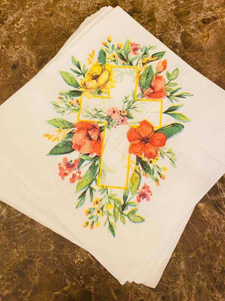 Serviettes Blooming Cross (10 paquets) pour la vente par Siemka Creations