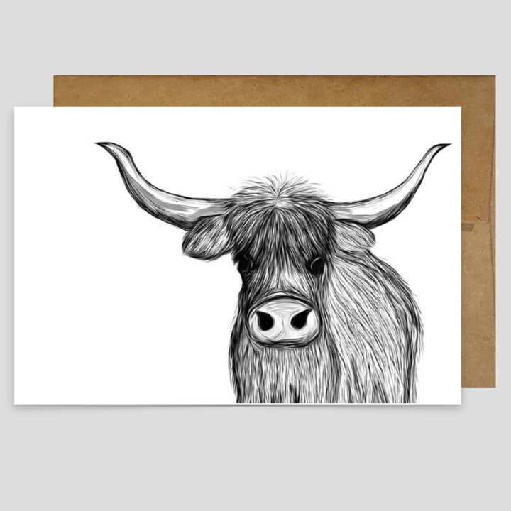 Longhorn Cow - Greeting Card for wholesale by Kevin & Kaia