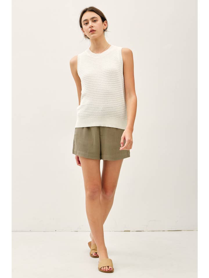 Be Cool - Wholesale Knit Sweater - Women's - ROUND NECK RELAXED FIT RIB SWEATER TANK