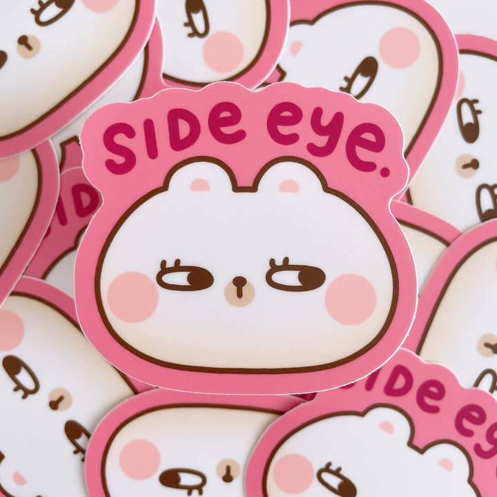 StickyRiceCo - Wholesale Sticker - Side Eye Rice the Bear Heavy Duty Waterproof Vinyl Diecut St