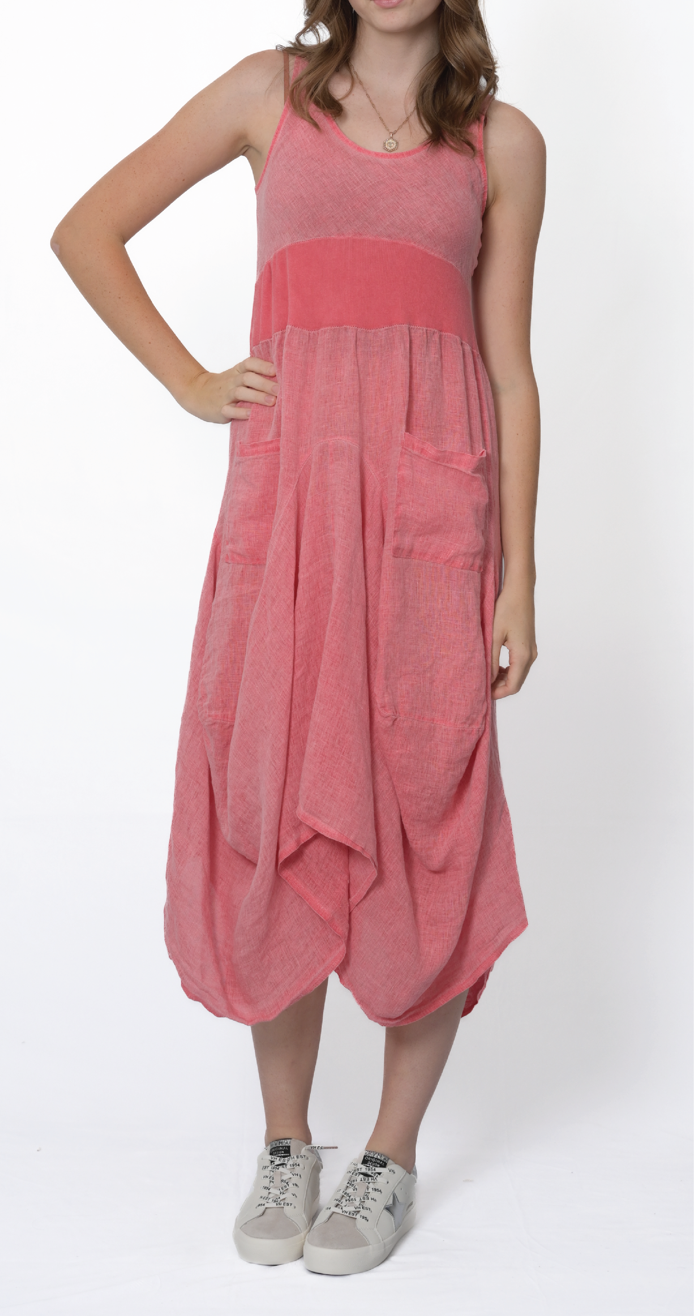 Merci Marie - Wholesale Dress - Women's - Linen Tank Gathered Dress #46704