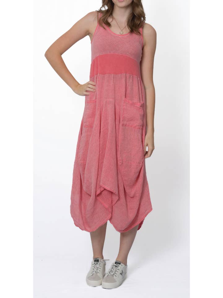 Merci Marie - Wholesale Dress - Women's - Linen Tank Gathered Dress #46704
