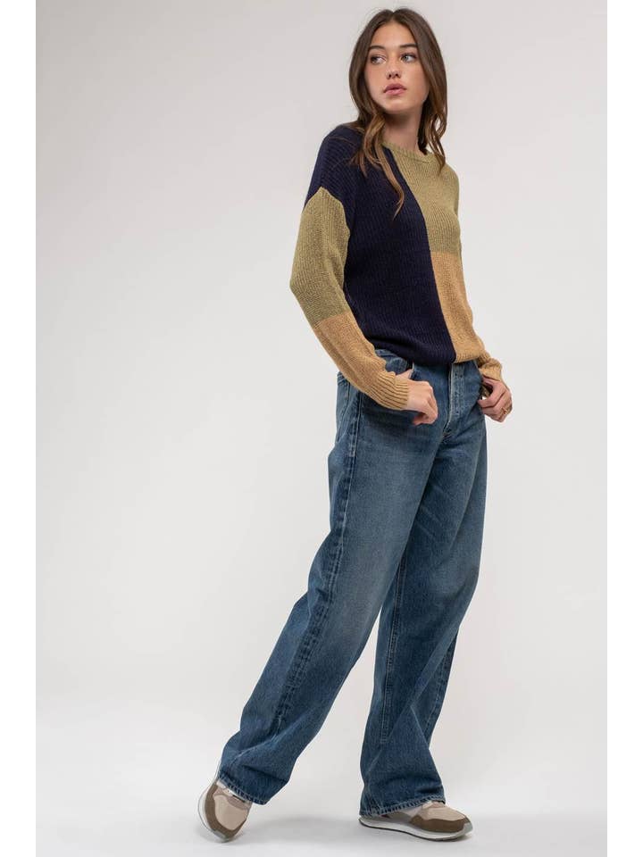 Blu Pepper - Wholesale Knit Sweater - Women's - COLORBLOCK KNIT PULLOVER SWEATER2