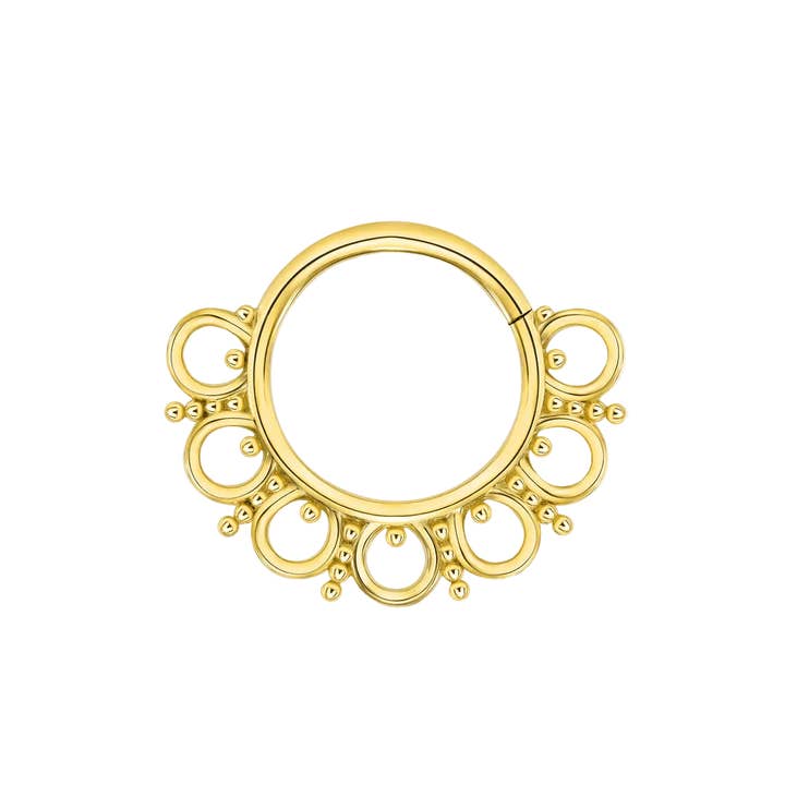 Jocelyn Seamless Ring – 14K Gold Cup & Divot Design for wholesale by Piercing-zone