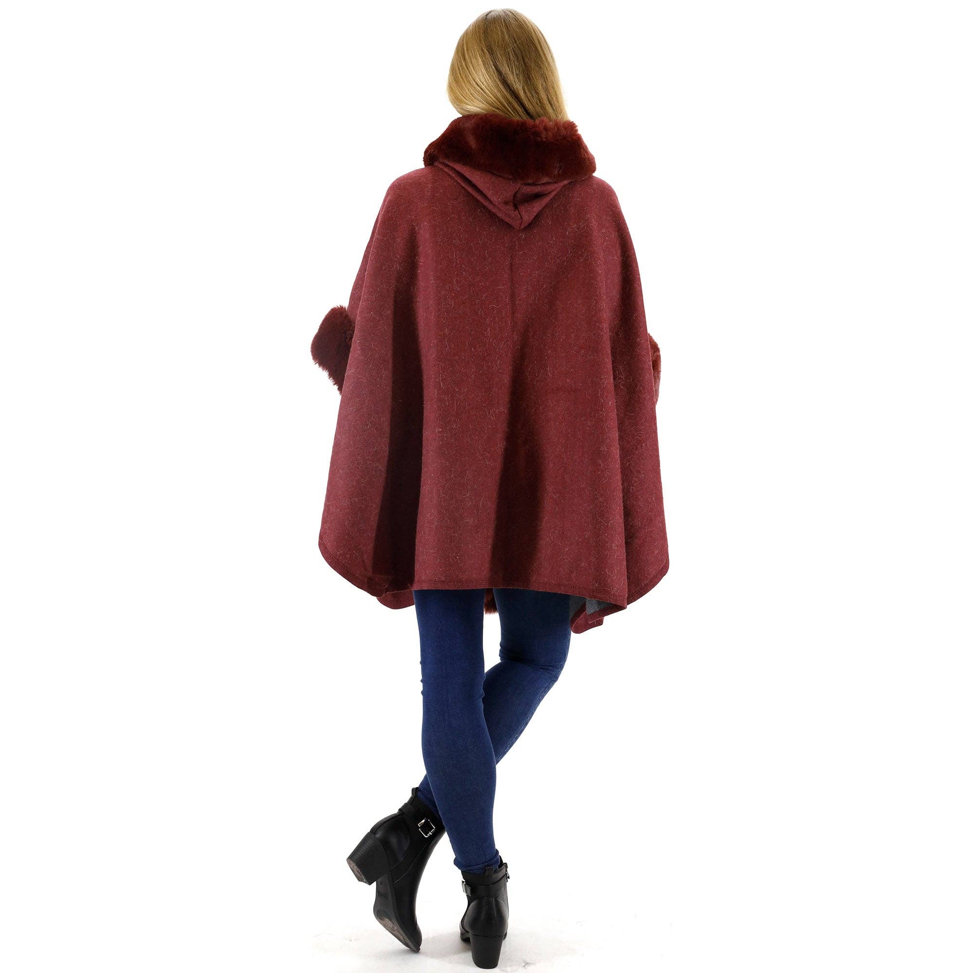 TAPA fashion - Wholesale Fur/Faux Fur Coat - Women's - Fur Hoodie Shawl P183 (3PC)10