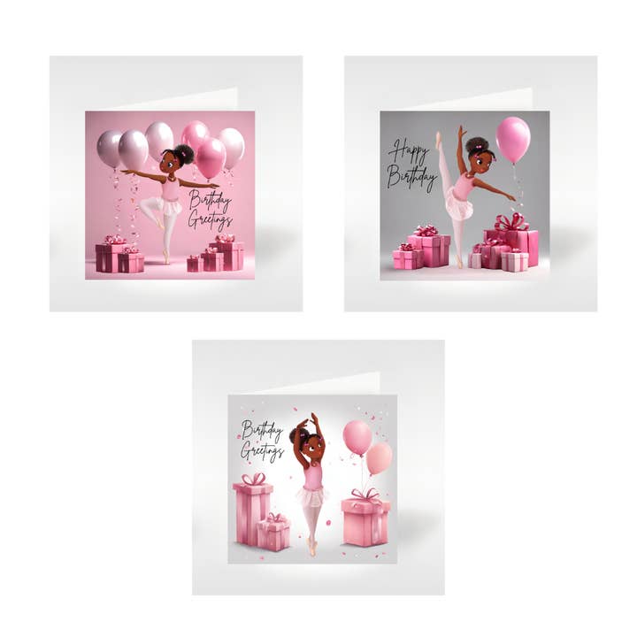 Tarjeta de cumpleaños Nia Ballerina (3) | Tarjetas de felicitación negras para venta al por mayor de Nia Ballerina