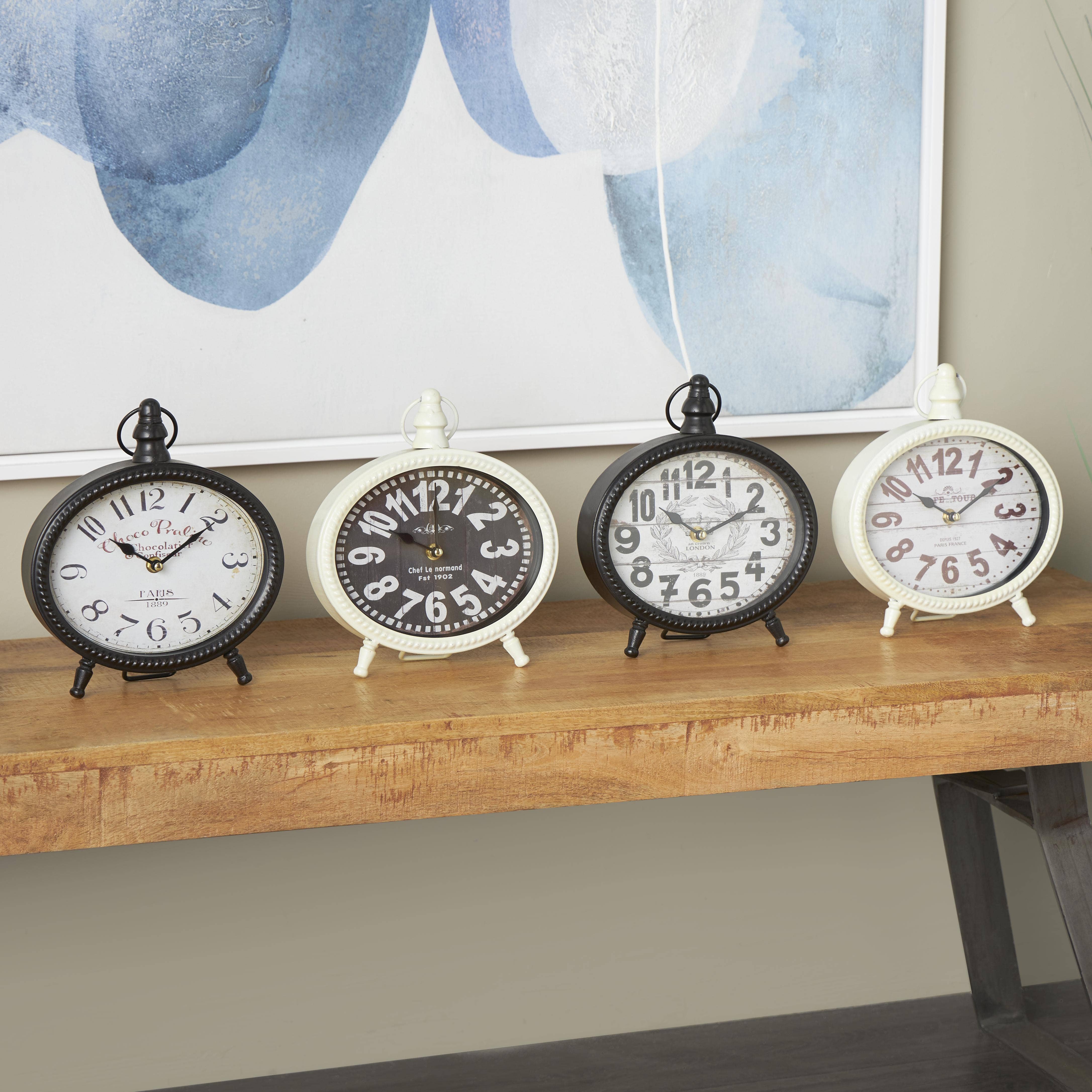 Deco Marché - Wholesale Wall Clock - Vintage Black Metal Clock Set1