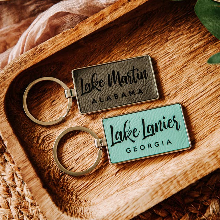 The Lillie Pad - Wholesale Keychain - Unisex - Custom Local Lake Name Leatherette + Metal Keychain8
