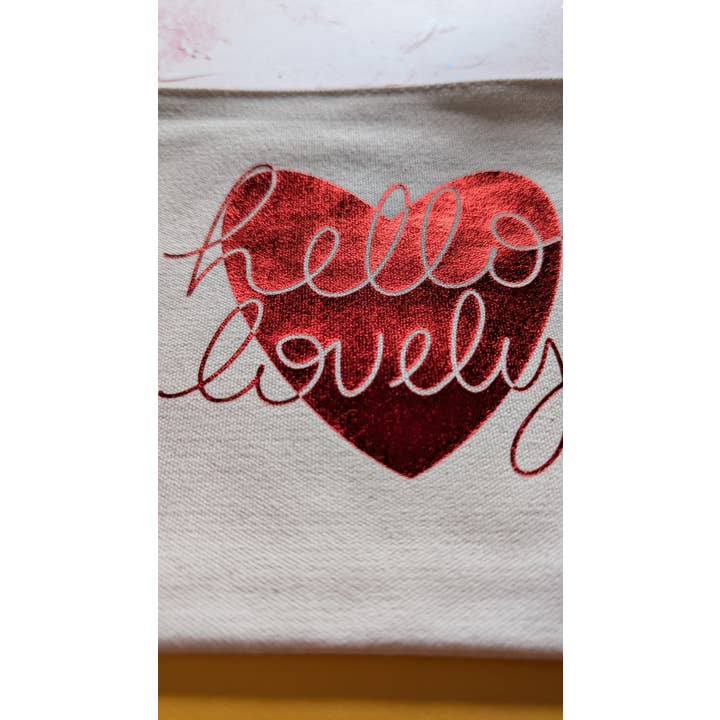 Hello Lovely Cotton Pouch with Wrist Strap for wholesale by FayDixonDesign