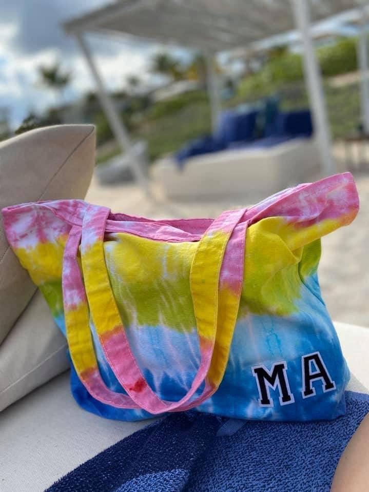 Large Zip Tie Dye Tote for wholesale by Just About Dyed