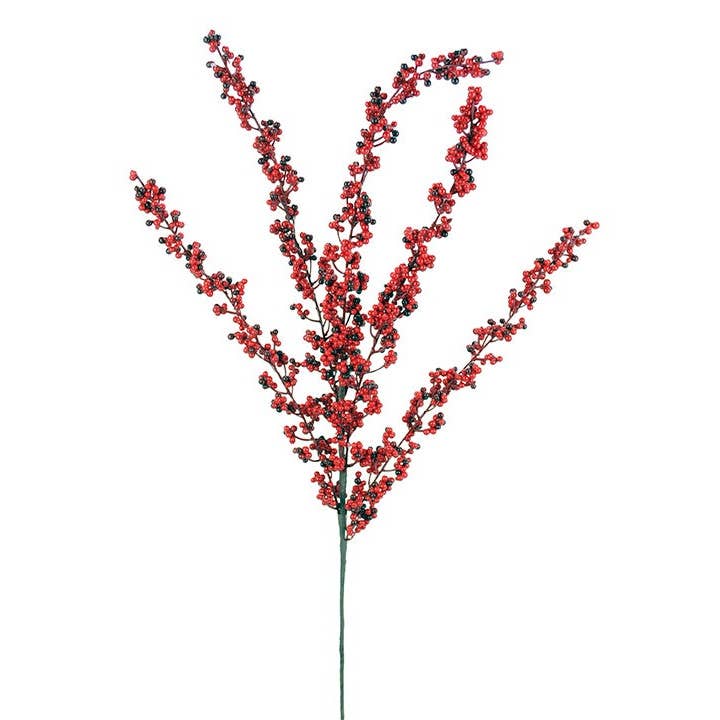 Artificial Mini Red Berry Spike Spray - Weatherproof, 34" for wholesale by Will's Company