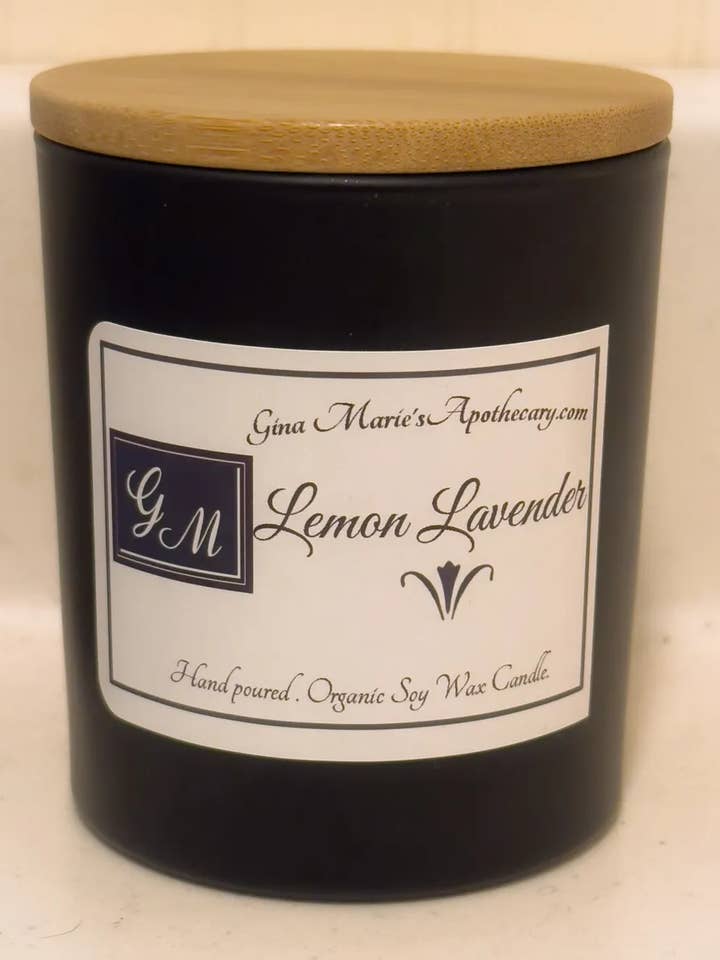 Lemon Lavender Organice Soy Wax Candle 7oz for wholesale by Gina Marie's Apothecary