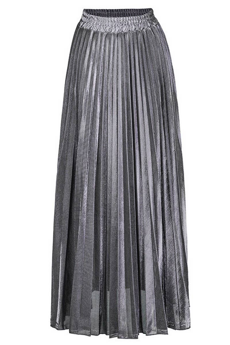 NINEXIS - Wholesale Skirt - Women's - CWBLS00716_PLUS SIZE HIGH WAIST PLEATED MAXI SKIRT GOLD1