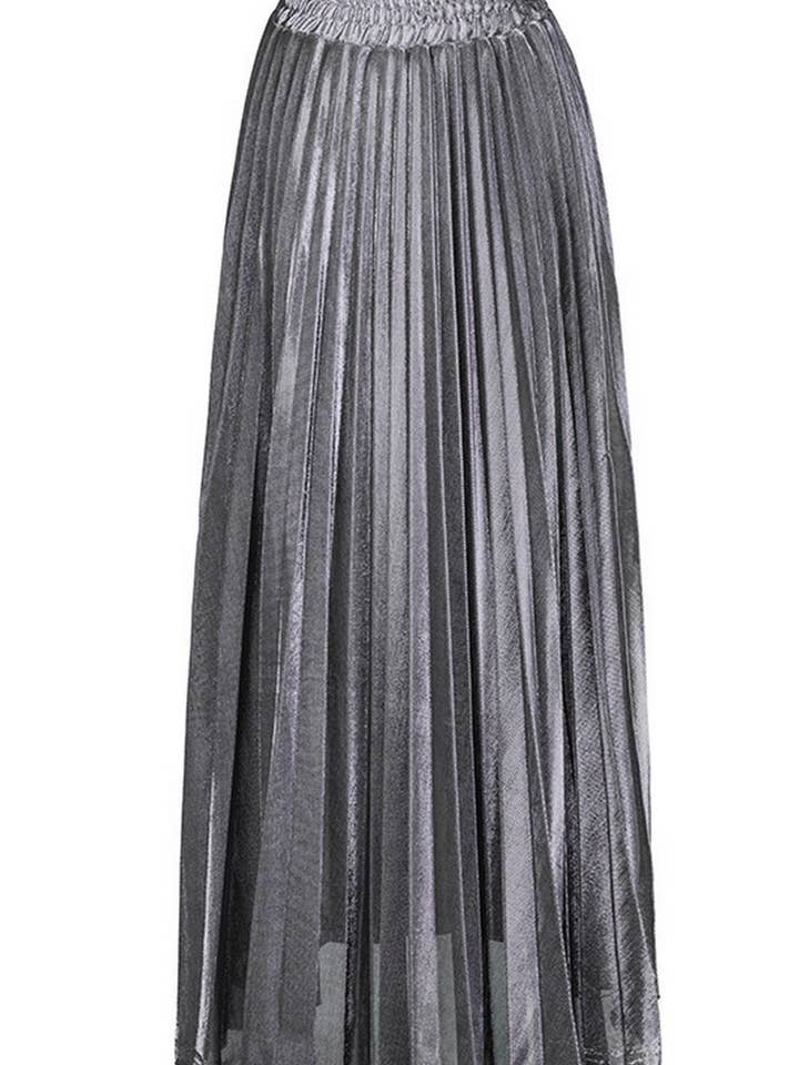 NINEXIS - Wholesale Skirt - Women's - CWBLS00716_PLUS SIZE HIGH WAIST PLEATED MAXI SKIRT GOLD1