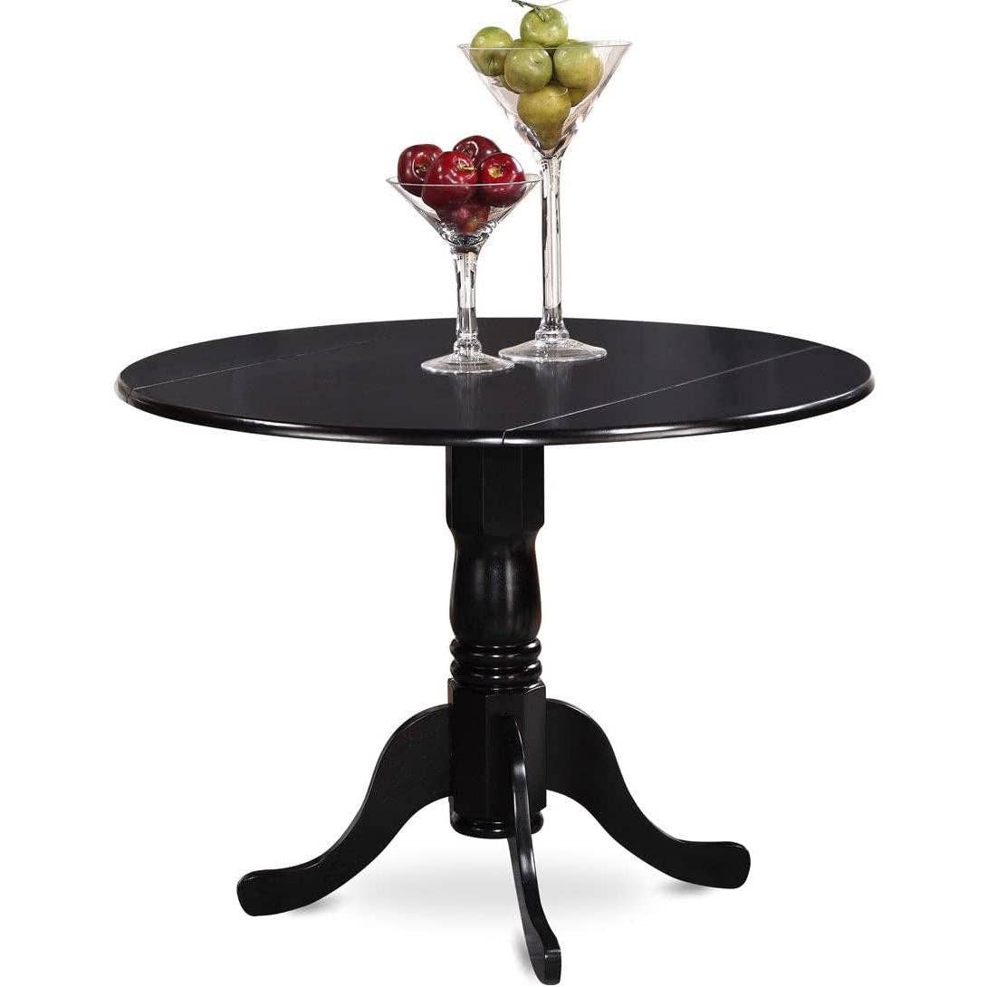 Dlav blk lc 5 Piece Drop Leaf Dining Table Set Black Faux Leather for wholesale on Faire2