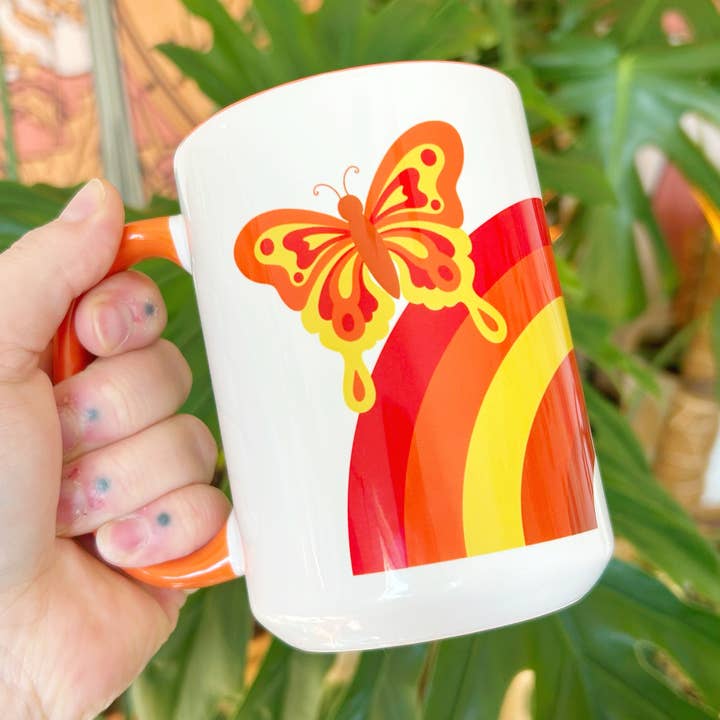 Coffee Mug Rainbows & Butterflies for wholesale by Chateau Blanche