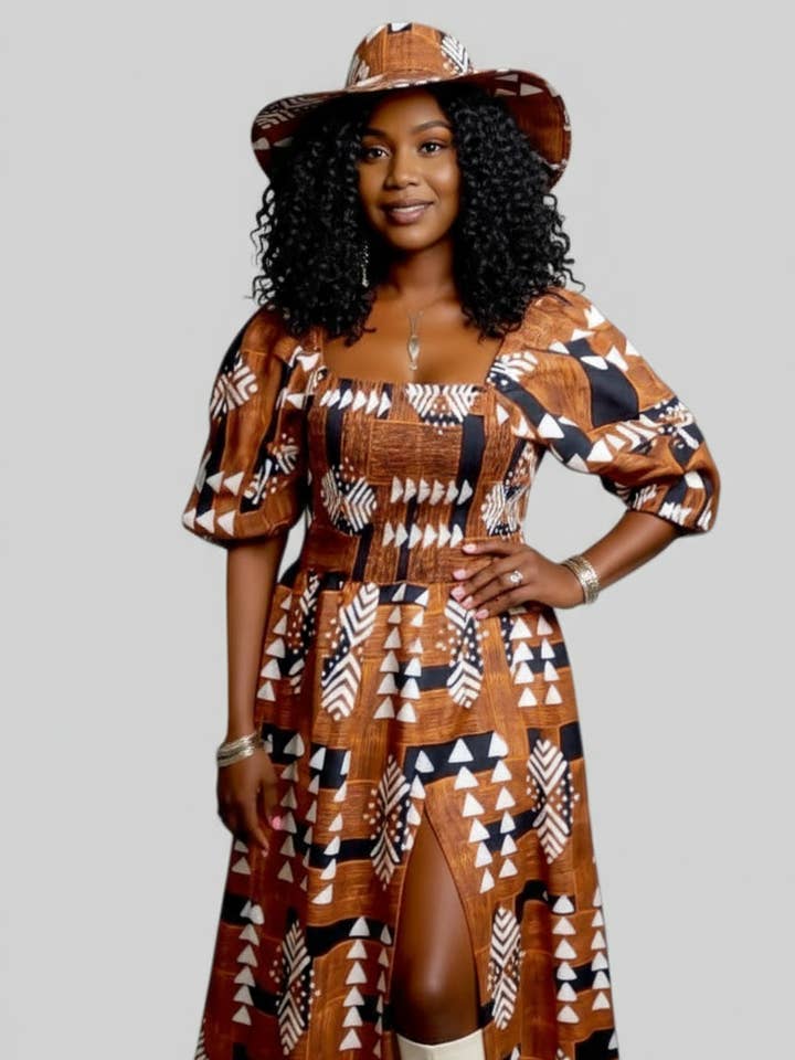 Maxi Slit Dress with Hat & Scarf Set SD01 Brown and other Purchase Wholesale maxi dress plus. Free Returns & Net 60 Terms on Faire trending on Faire.