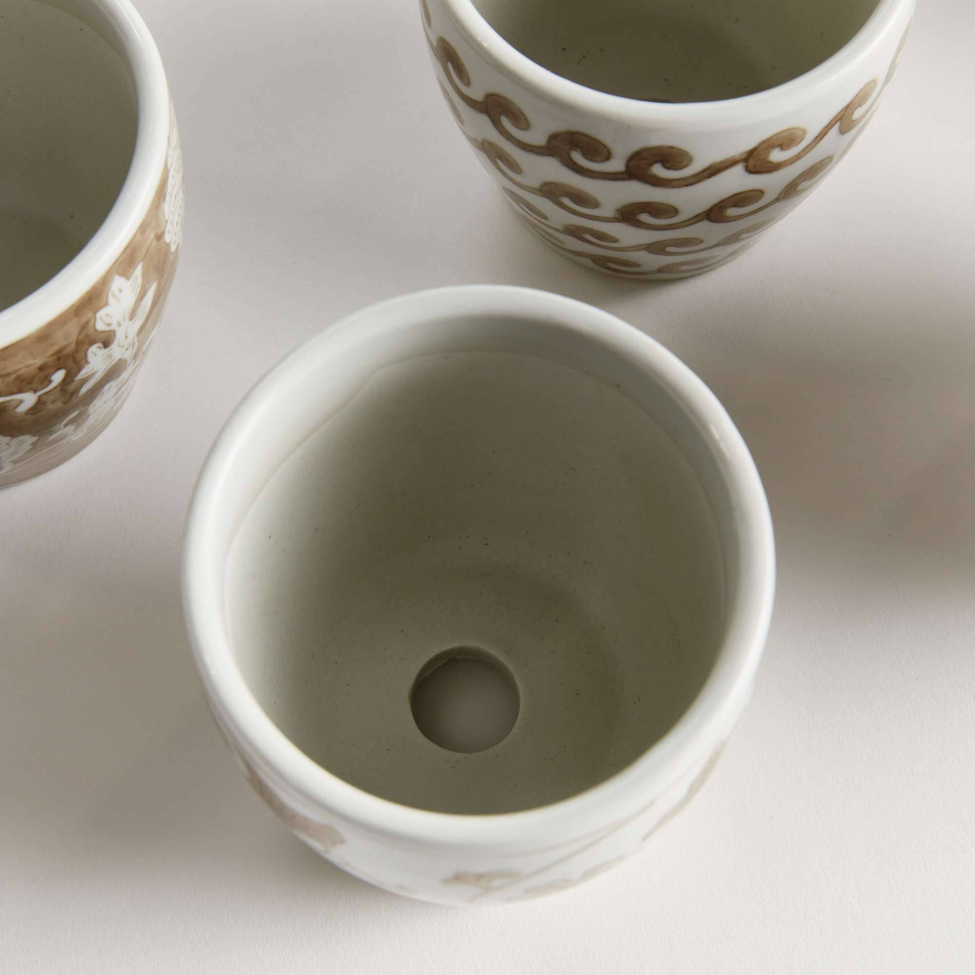 Napa Home & Garden - Wholesale Indoor Pot - Province Mini Flower Pots, Set of 6 - Brown & White Ceramic8