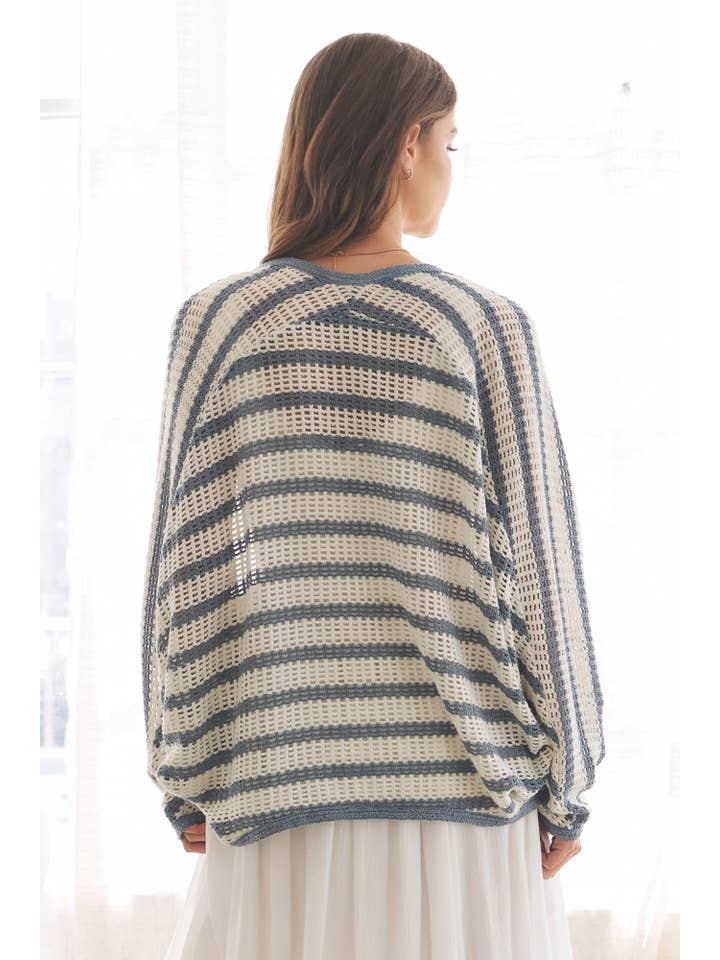 DENIM DOLMAN SLEEVE SWEATER CARDIGAN for wholesale on Faire