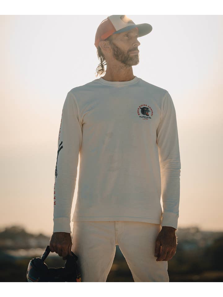 Maria Riding Company - Wholesale Graphic Sweatshirt - Men's - Panther Head Long Sleeve - Raw White4