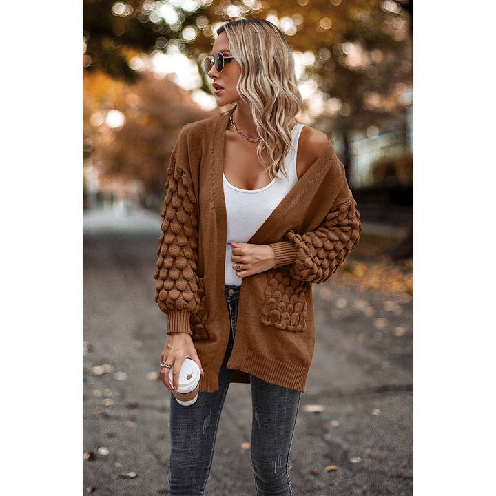 Supreme Fashion - Vendita all'ingrosso Cardigan - Donna - Cardigan in tinta unita con doppia tasca e spalla bassa