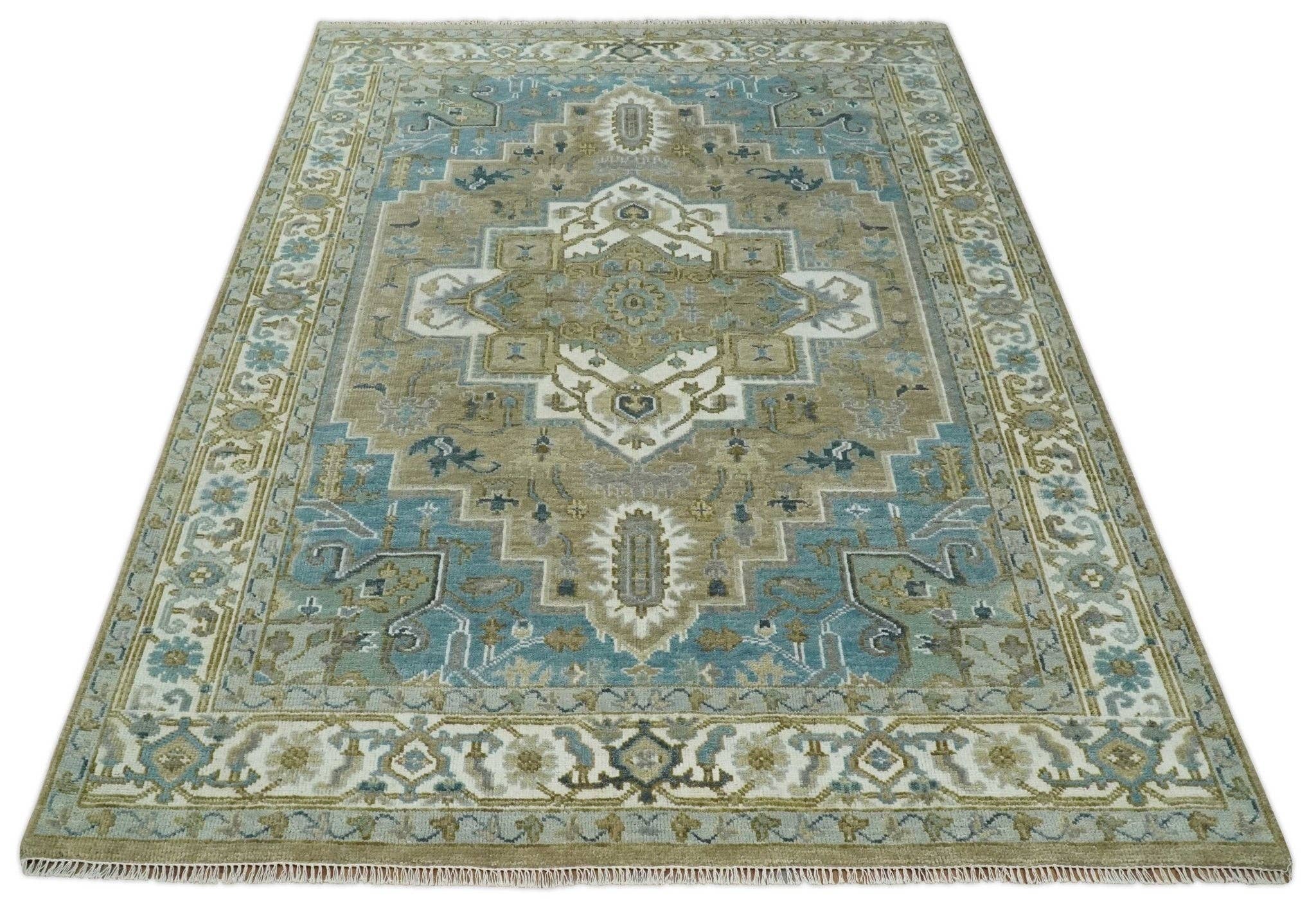 The Rug Decor, Inc. - Vente Tapis - Tapis en laine traditionnel sur mesure de couleur camel, bleu et ivoire10