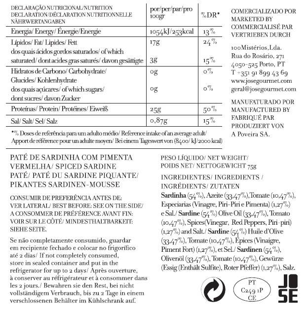 José Gourmet - Wholesale Tinned Fish - Jose Gourmet Spiced Sardine Pate, 75g1