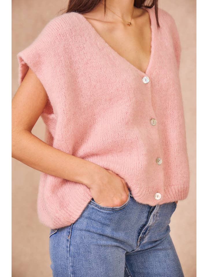 Calie Paris - Wholesale Knit Sweater - Women's - Kid Mohair Sleeveless Cardigan19
