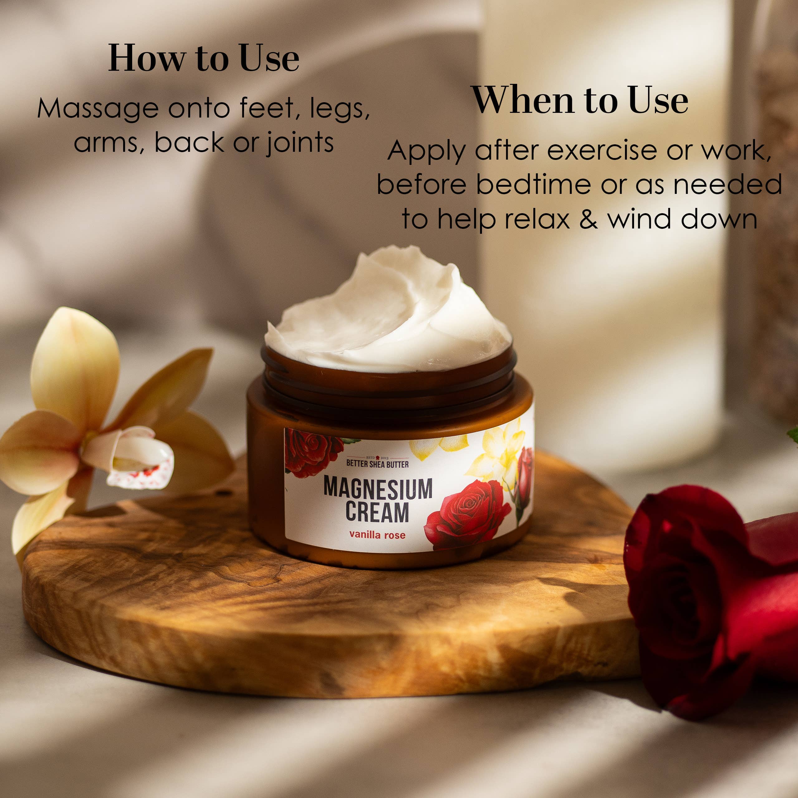 Better Shea Butter - Wholesale Body Cream/Lotion - Magnesium Cream (Vanilla Rose) for Sleep and Relaxation8