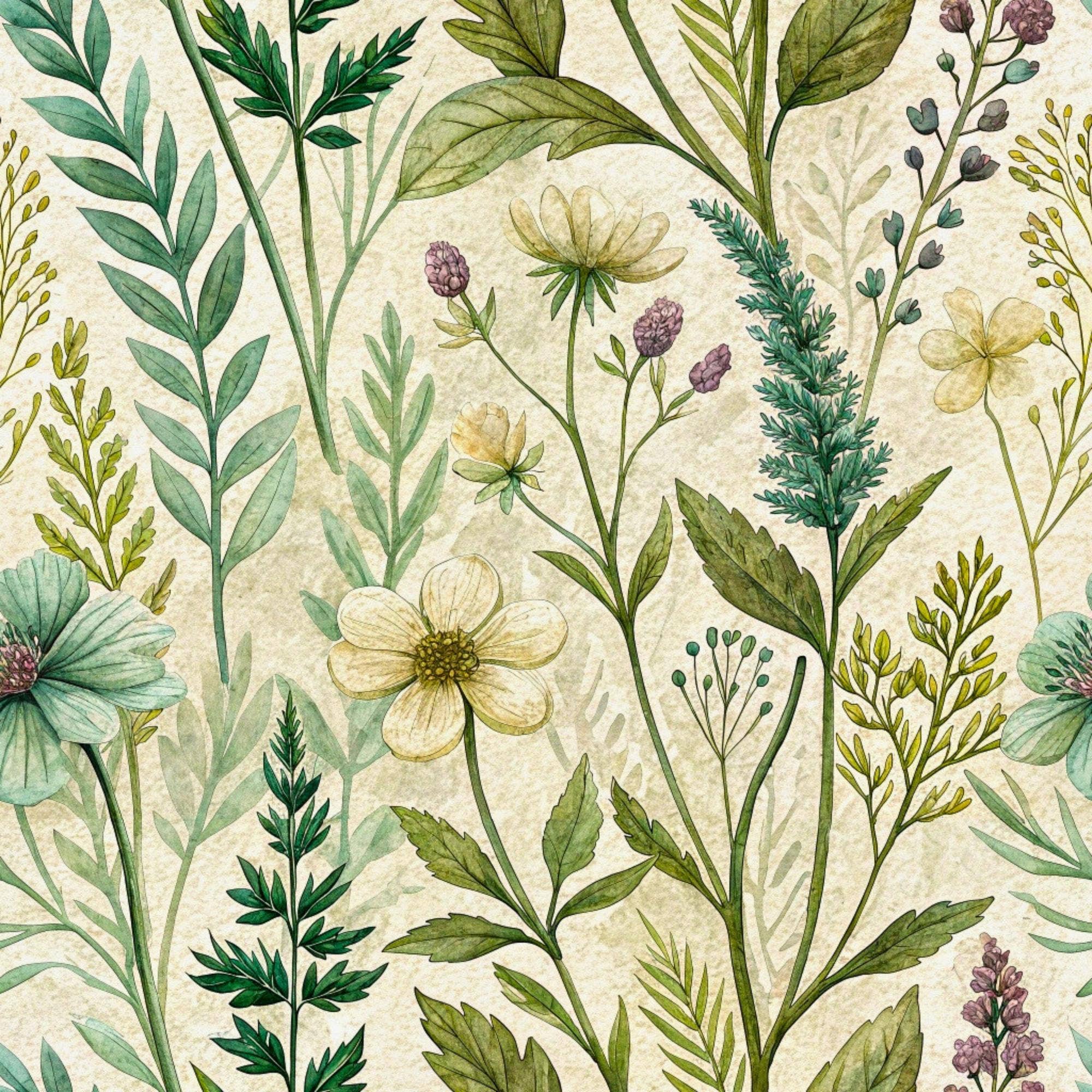 FabricSmiths - Wholesale Wallpaper - Vintage Pressed Florals 1 - Wall Covering - Peel and Stick Wallmark Canvas1