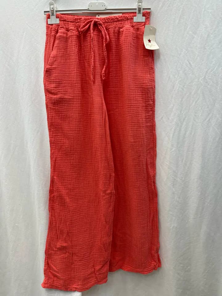 Mimi & Gogo - Wholesale Pants - Women's - Cotton gauze pants with pockets @5375_PGazePoches22