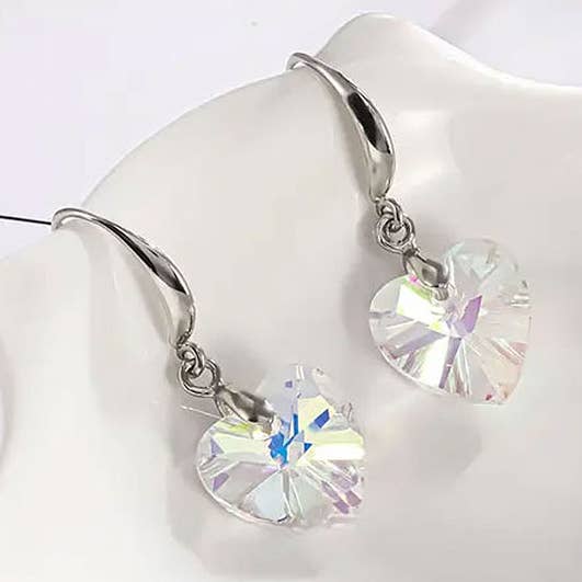 Jewelry Max - Venta al por mayor Pendientes colgantes - ( E395 ) PENDIENTE CORAZÓN DE PIEDRA FACETADA0