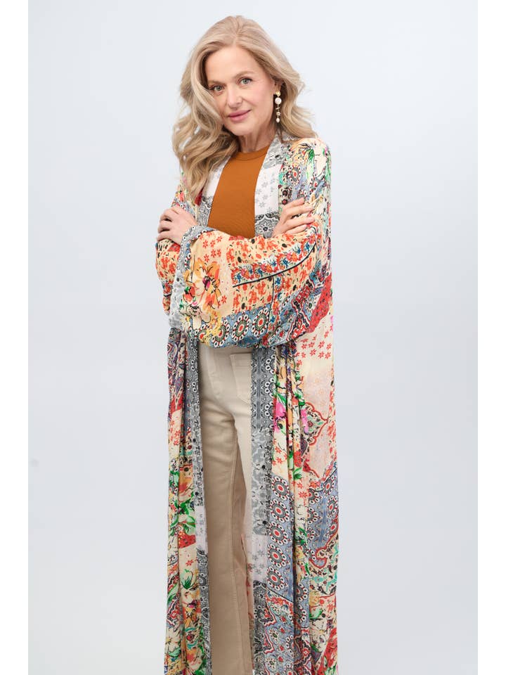 SAACHI - Wholesale Kimono - Women's - Mixed Floral Long Kimono Duster3