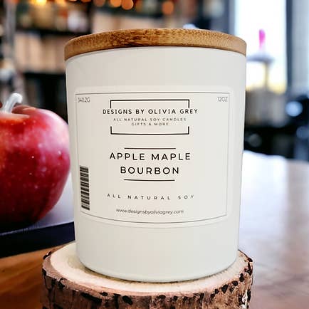 Bougie de soja naturelle Apple Maple Bourbon | Bougie non toxique pour la vente par Designs By Olivia Grey | All Natural Soy Candles