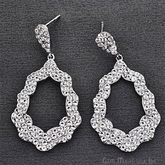 Placcato nero tempestato di topazio bianco con micro pavé, 63 x 30 mm per la vendita all'ingrosso da parte di GemMartUSA