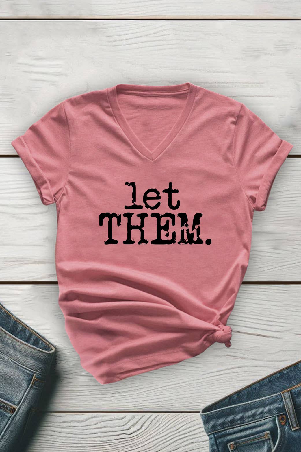 Top Avenue - Wholesale T-Shirt (Graphic) - Unisex - Let Them Retro Typewriter Unisex V Neck Tee5