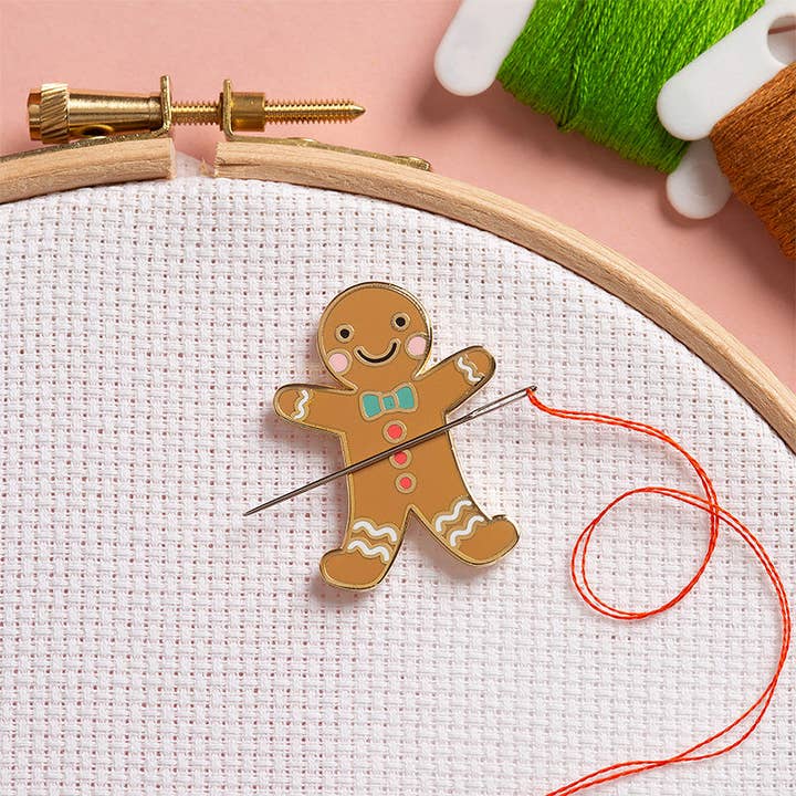 Gingerbread Magnetic Needle Minder for wholesale by Caterpillar Cross Stitch