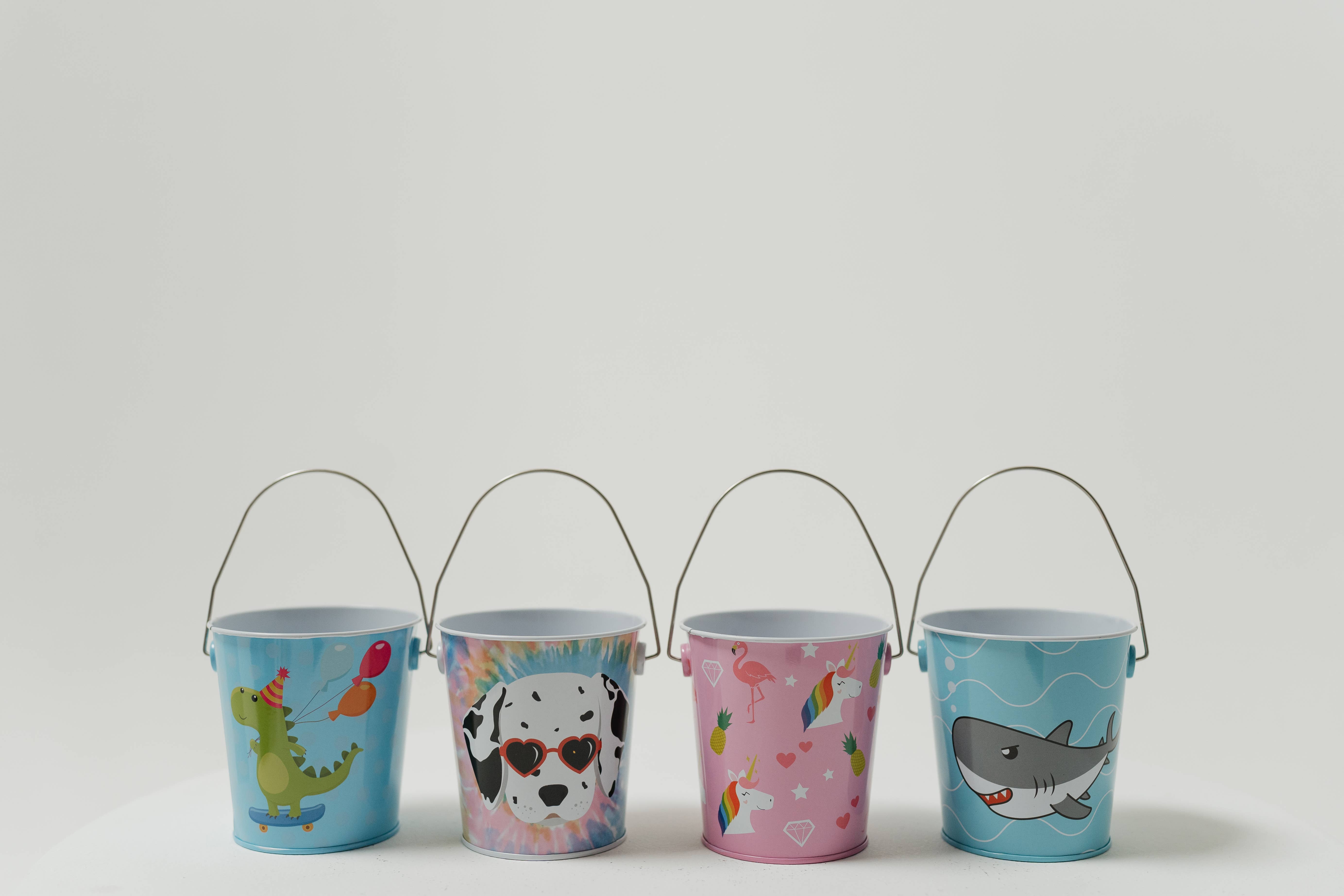 DAHO - Vente Seau – enfant - Seau en étain DaHo 4ASST pour enfants, pour fêtes, plages, loisirs créatifs3