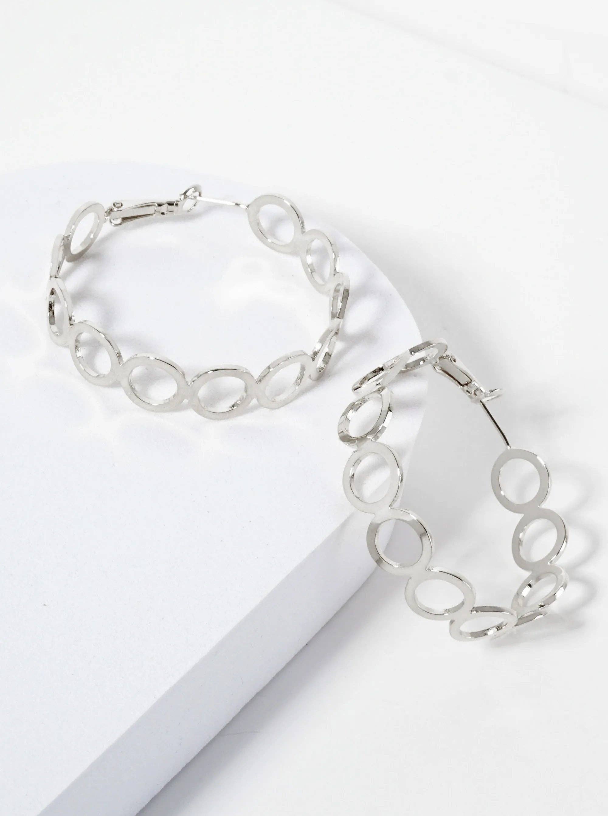 Wild Honey - Wholesale Hoop Earrings - 45mm 14K-Gold-Dipped Polished Brass Cutout Latch-Back Hoop Earrings3