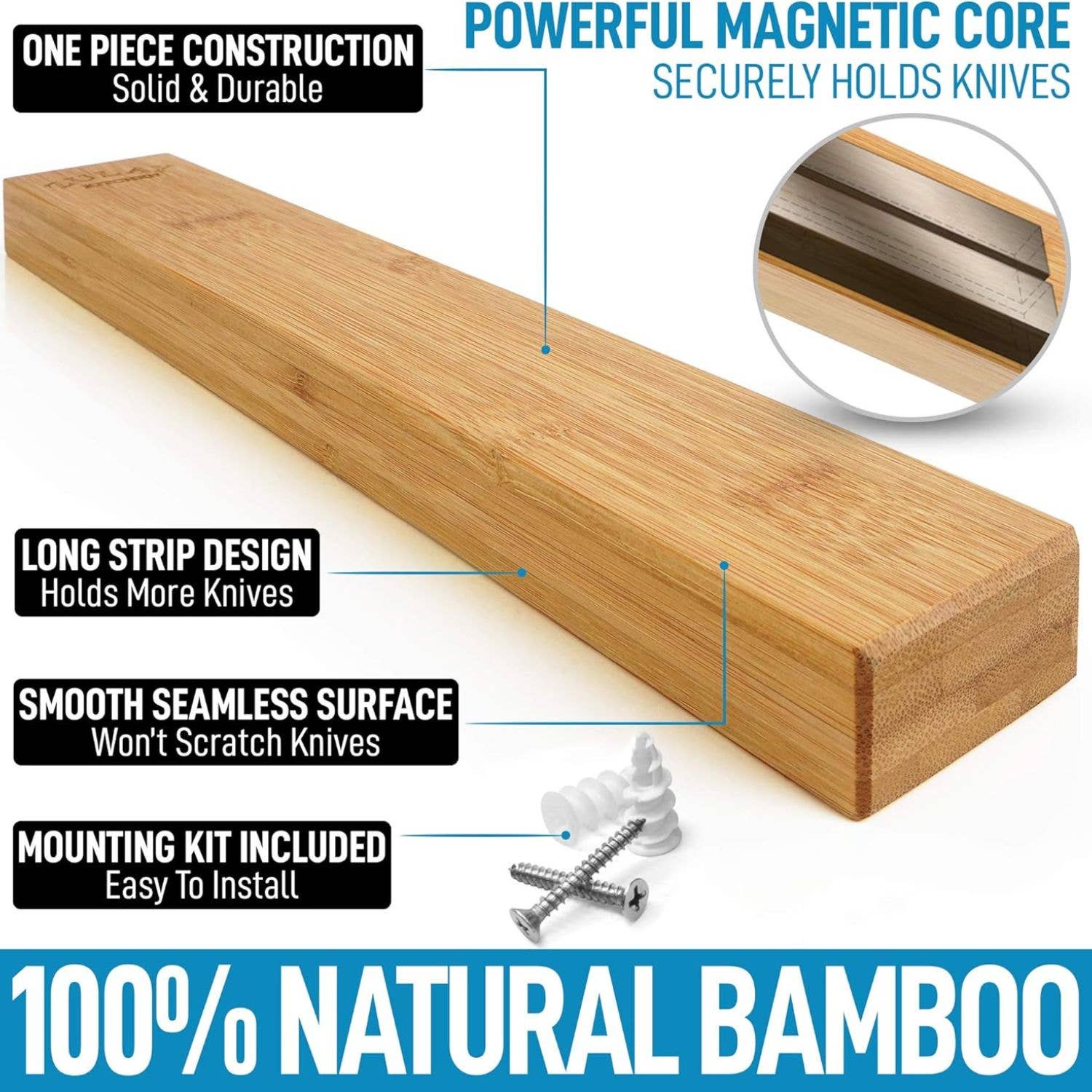 Zulay Kitchen - Vendita all'ingrosso Portacoltelli - Porta coltelli magnetico in legno con forte tenuta magnetica5