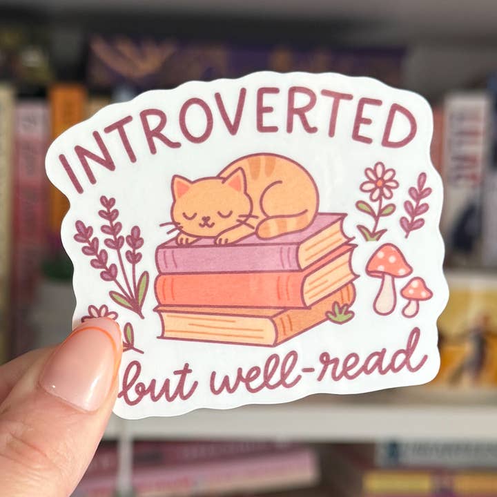 Introverted but well read sticker for wholesale by Crafty Baker Designs