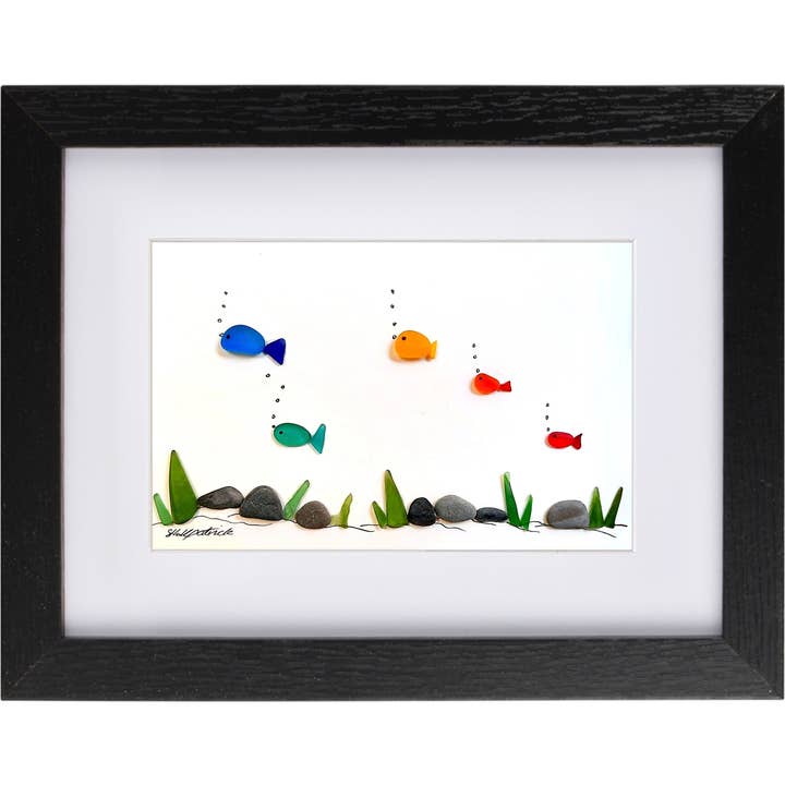 UrchinArtworks - Wholesale Wall Accent - Rainbow Fish Sea Glass Picture Wall Art Decor8
