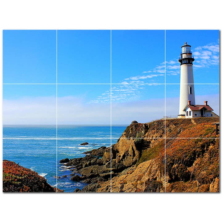 Lighthouse Ceramic Tile Mural PT500823 for wholesale by Picture-Tiles.com