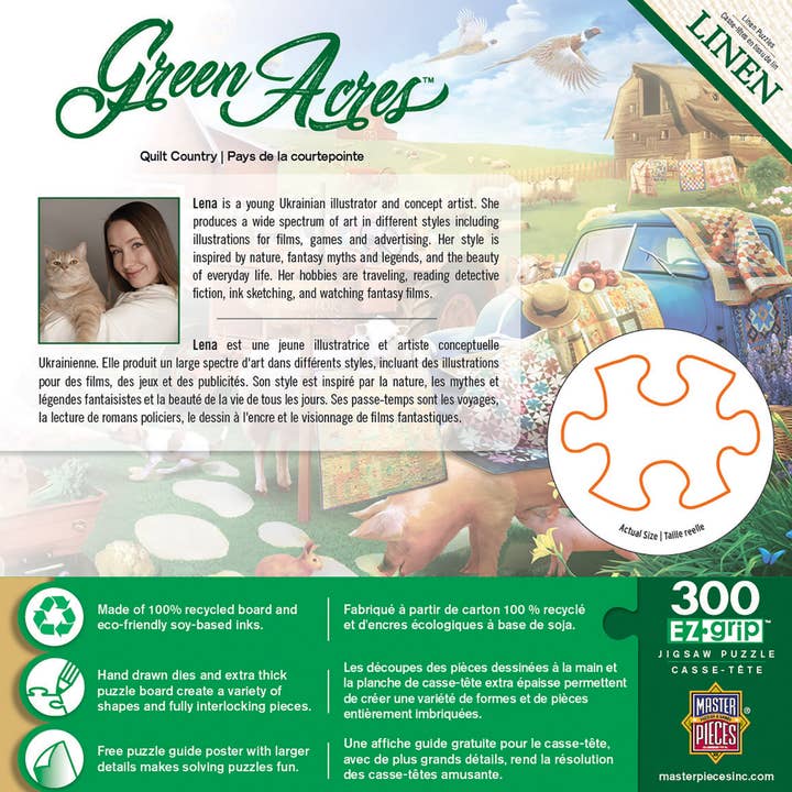 Masterpieces Puzzles - Wholesale Puzzle - Adult - Green Acres - Quilt Country 300 Piece EZ Grip Puzzle