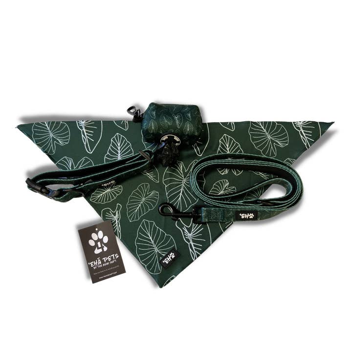The Keiki Dept - Wholesale Pet Bandana - Dog - Hawaiian Pet Signature Green Kalo Bandana