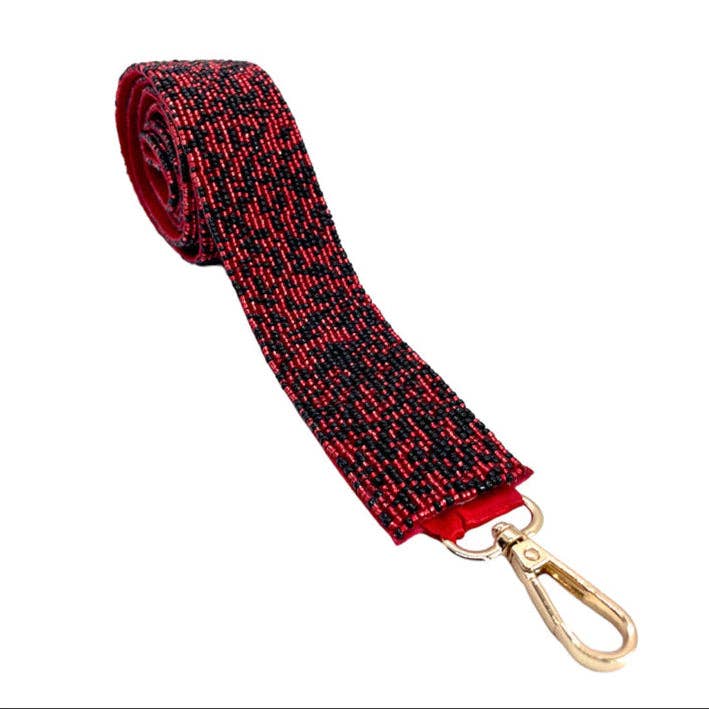 The Courtney Hand Beaded Confetti Strap Red And Black for wholesale by Gameday Luxe